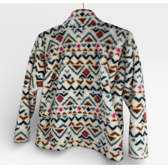 Eddie Bauer Women's Ultra Soft Fleece 1/4 Zip Aztec LS Pullover Top Cozy Large - Picture 7 of 8